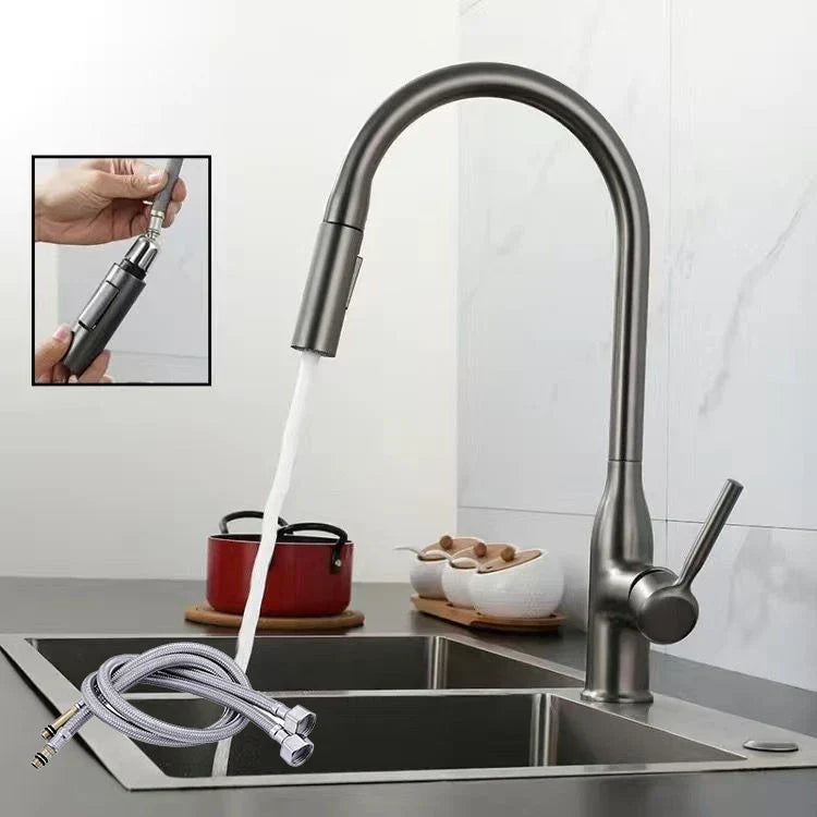 Keukenmengkraan met Uittrekbare Handdouche en Modern Design in Geborsteld Nikkel 1
