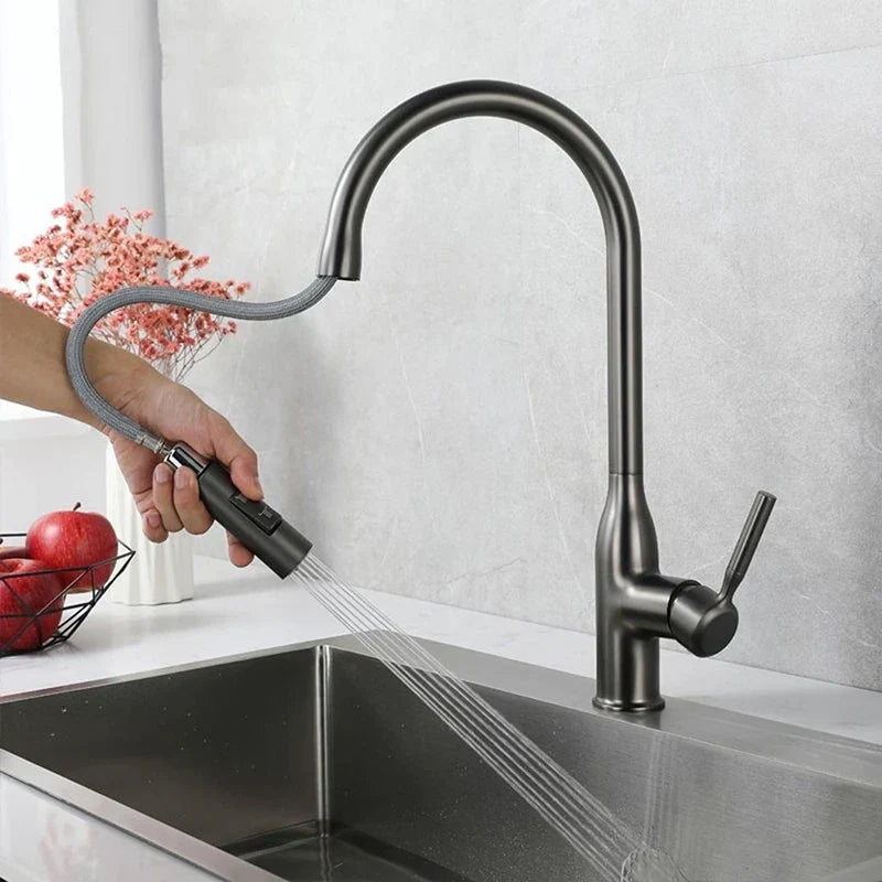 Keukenmengkraan met Uittrekbare Handdouche en Modern Design in Geborsteld Nikkel 2