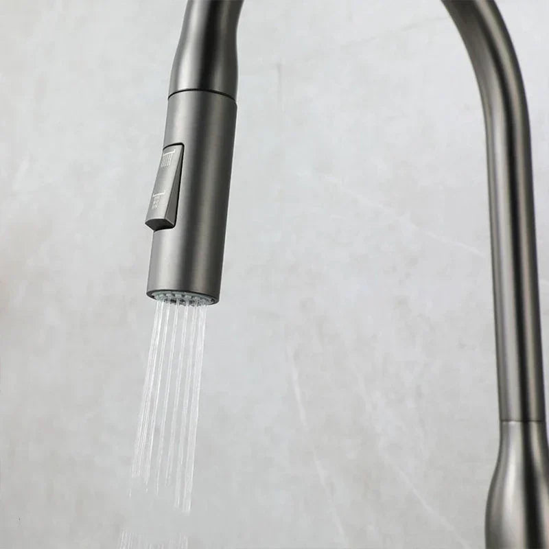 Keukenmengkraan met Uittrekbare Handdouche en Modern Design in Geborsteld Nikkel 6