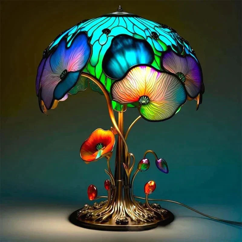 Kunstzinnige Glas-in-lood Tafellamp voor Sfeervolle Verlichting – Binnengebruik, Warm Wit Licht 3