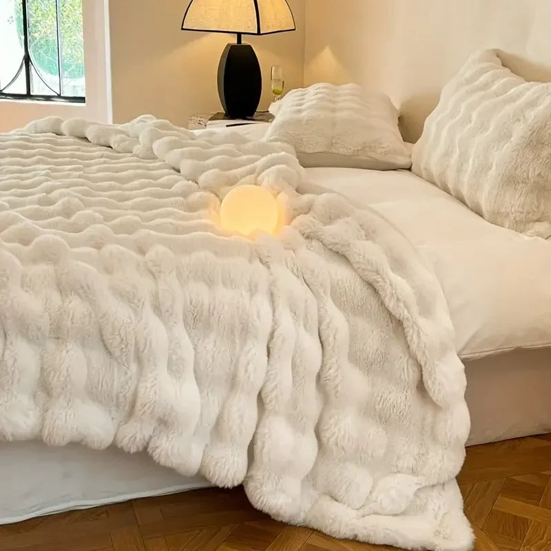 Luxe Faux Fur Winterdeken - Dubbelzijdige Deken voor Warmte en Comfort, Geschikt voor Bed en Bank 2
