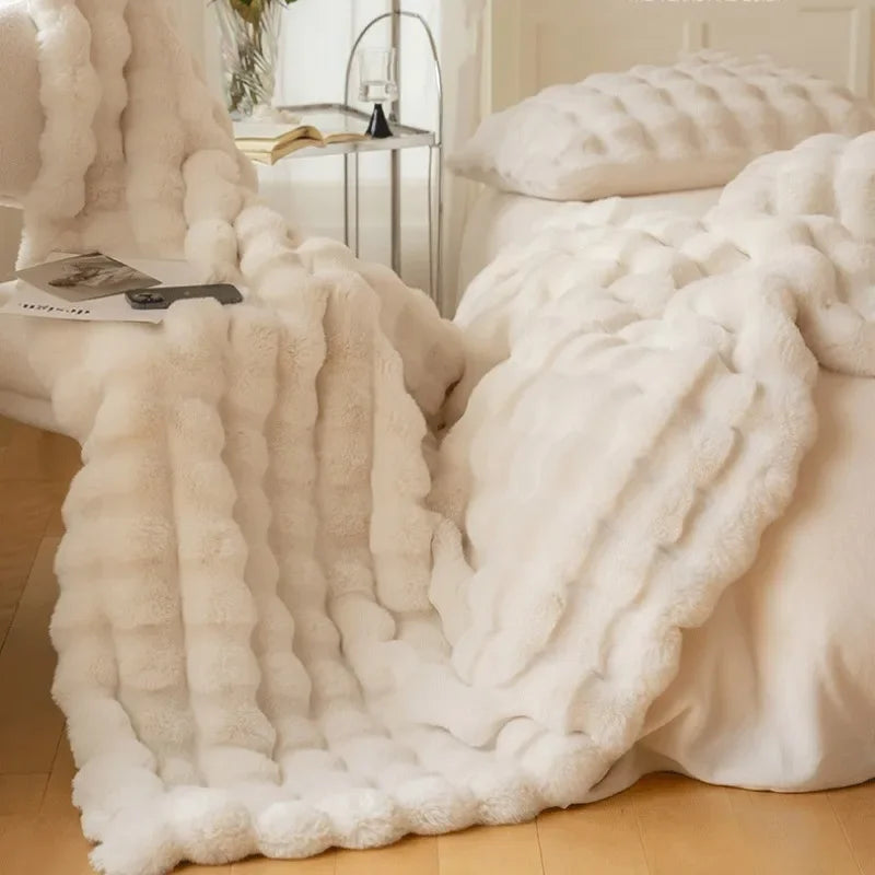 Luxe Faux Fur Winterdeken - Dubbelzijdige Deken voor Warmte en Comfort, Geschikt voor Bed en Bank 4
