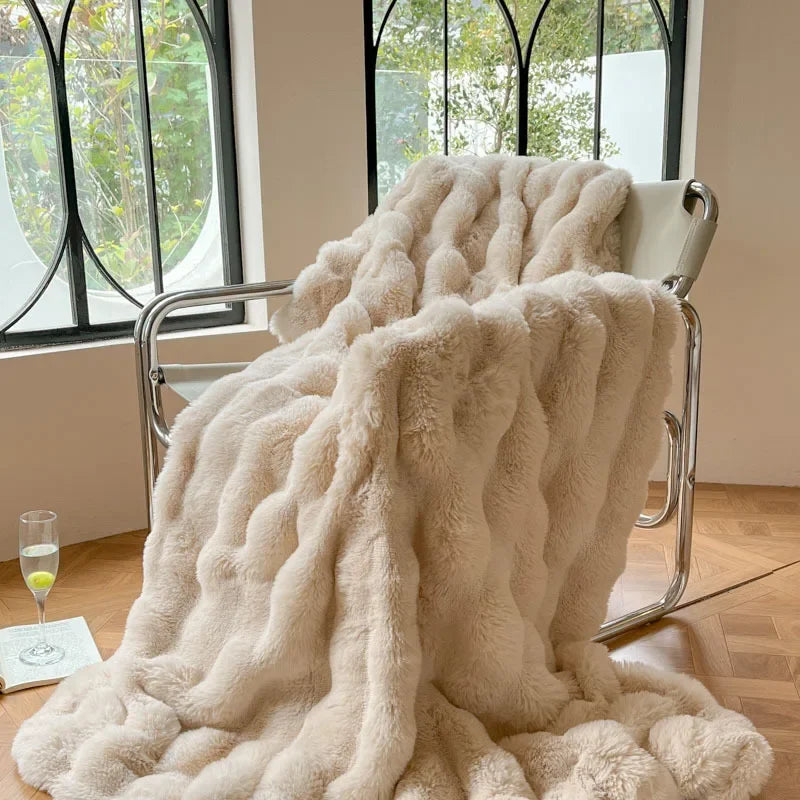 Luxe Faux Fur Winterdeken - Dubbelzijdige Deken voor Warmte en Comfort, Geschikt voor Bed en Bank 7