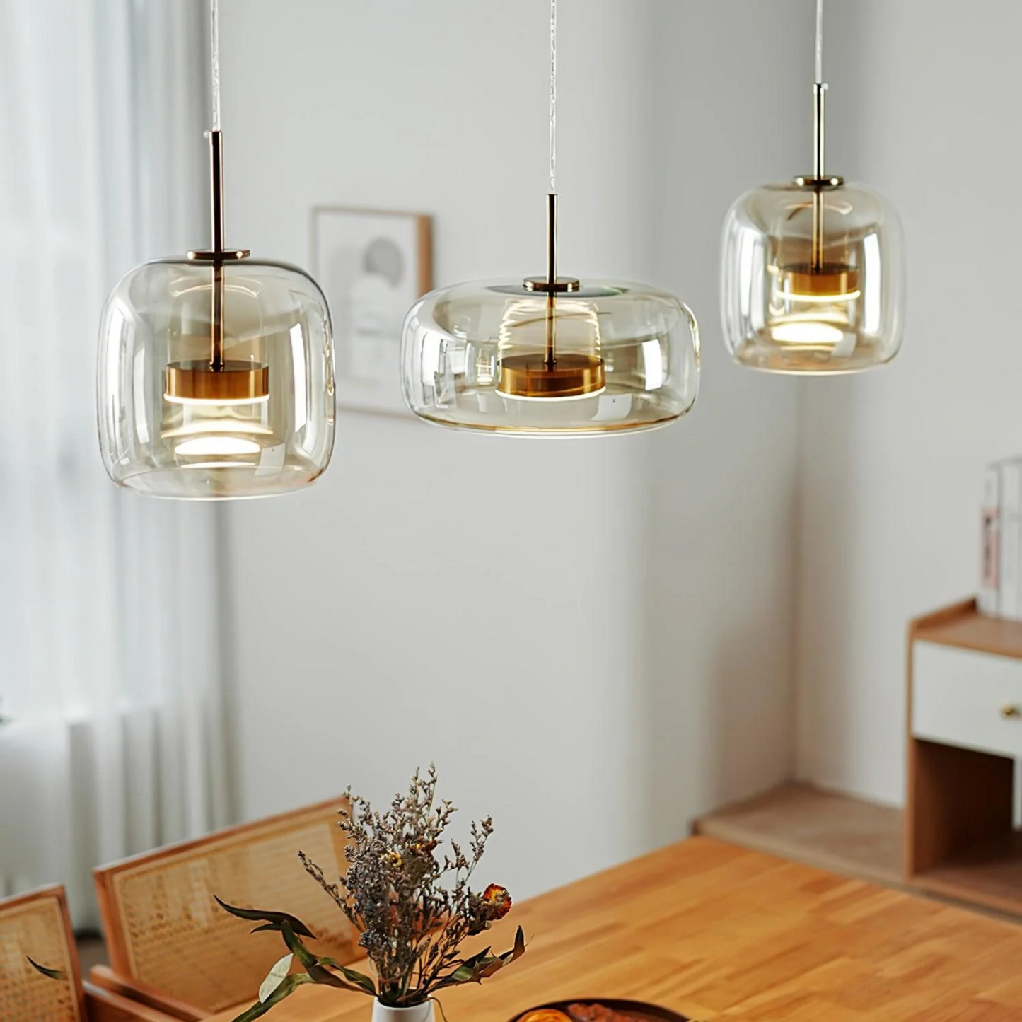 Luxe Hanglamp met Gebogen Glazen Kap voor Eettafel en Woonkamer