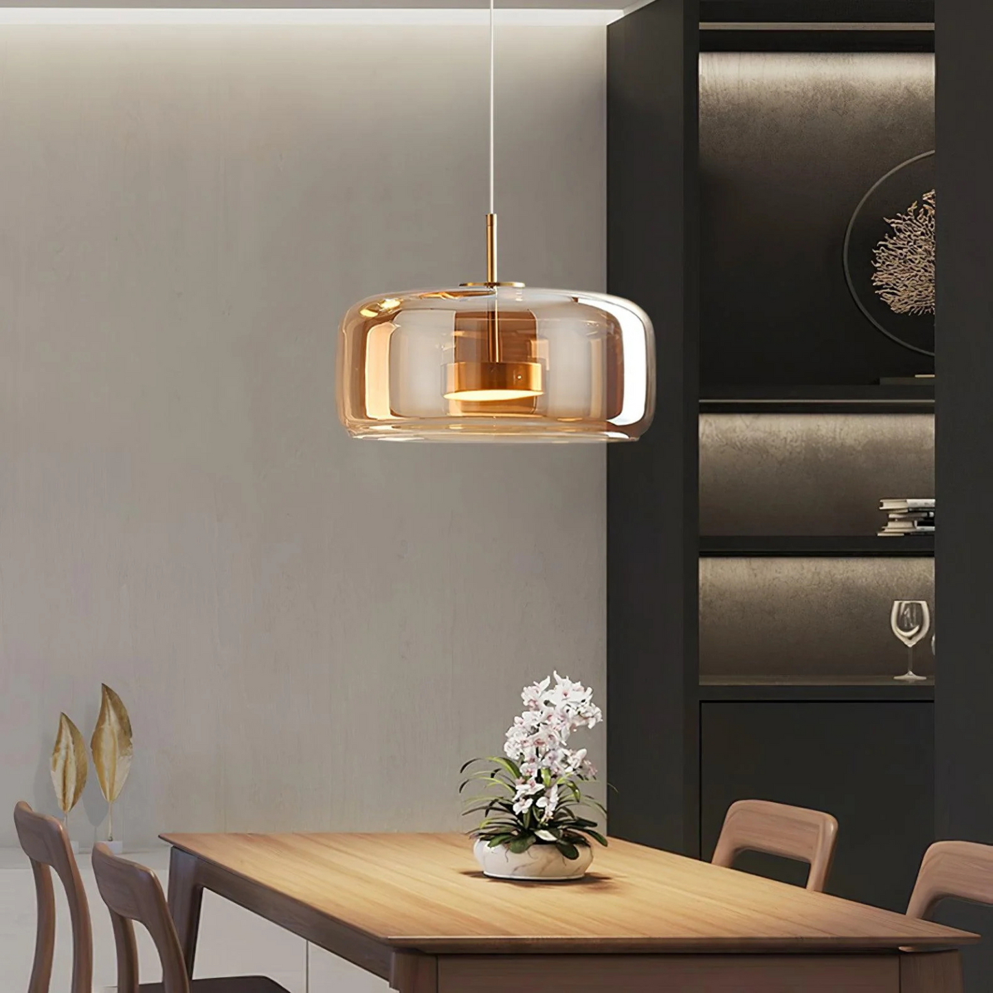 Luxe Hanglamp met Gebogen Glazen Kap voor Eettafel en Woonkamer