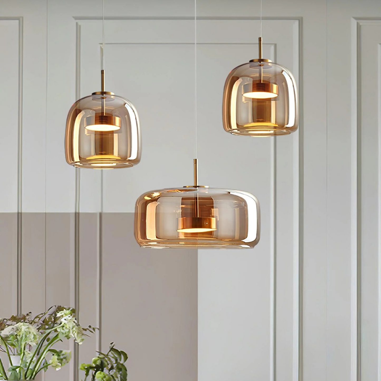 Luxe Hanglamp met Gebogen Glazen Kap voor Eettafel en Woonkamer
