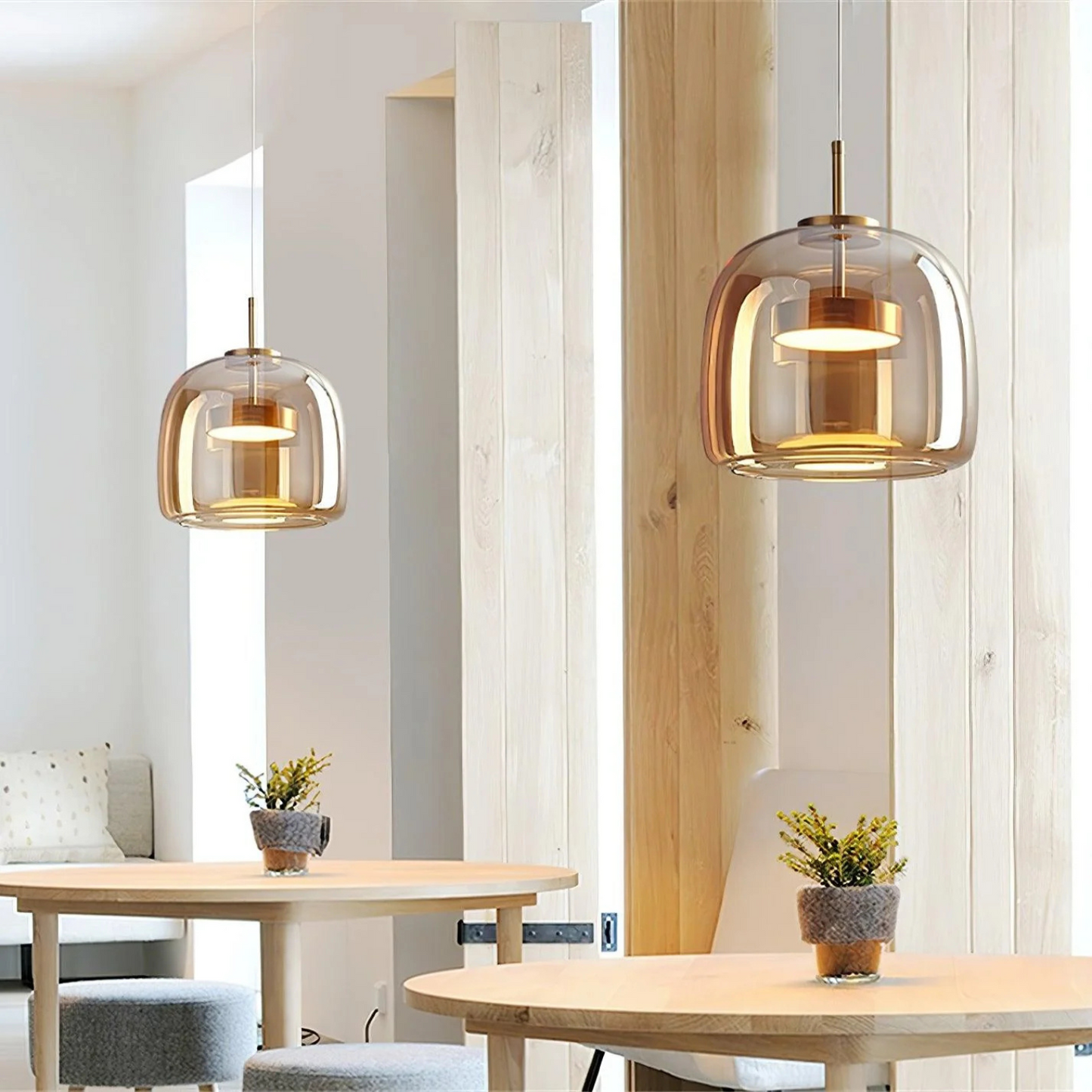 Luxe Hanglamp met Gebogen Glazen Kap voor Eettafel en Woonkamer Ø23cm