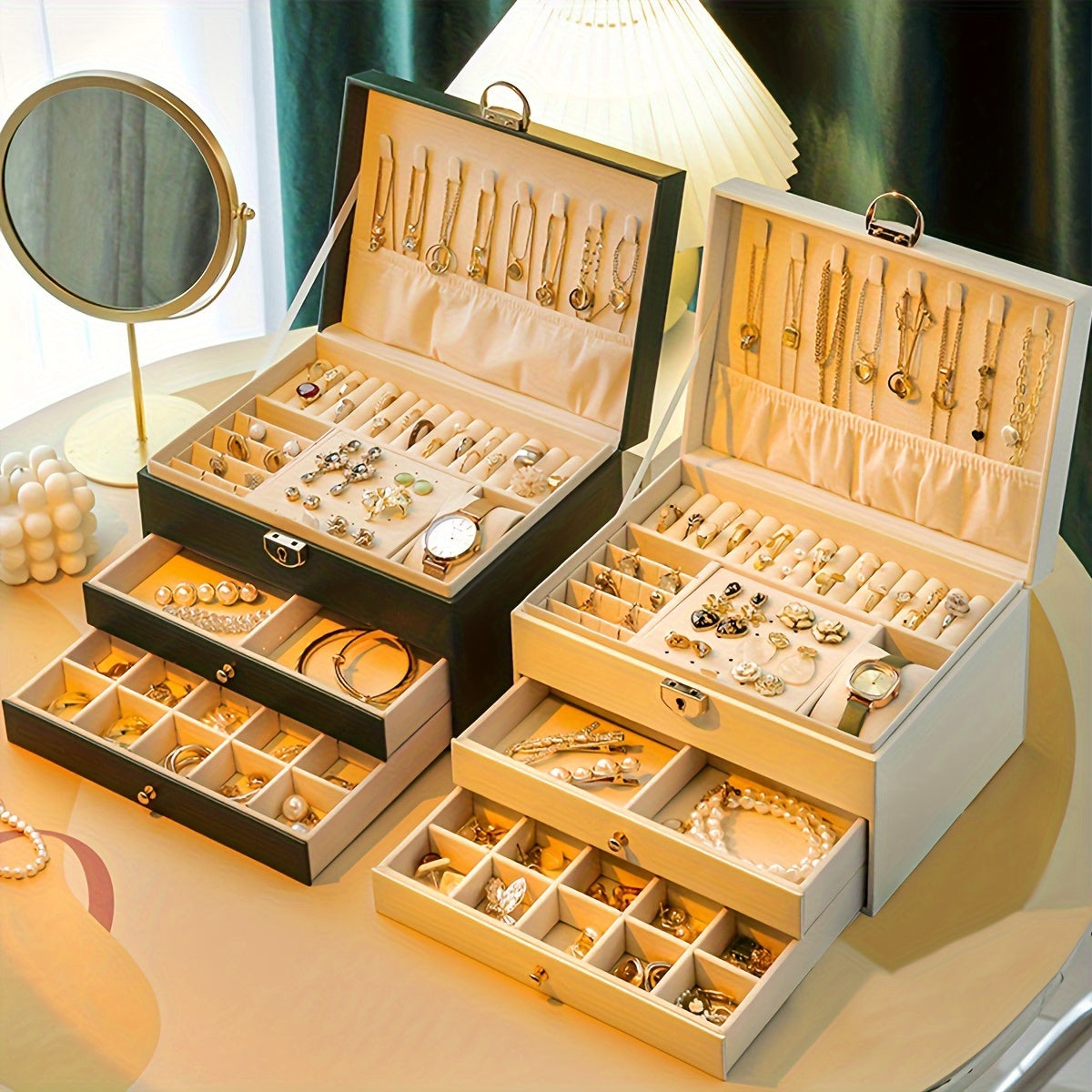 Luxe Sieradendoos voor Kettingen, Ringen en Armbanden – Elegante Opbergdoos in Zwart of Roze 1
