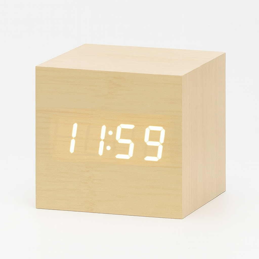 Minimalistische Digitale Wekker met Spraakbesturing en Helder LED-Display voor Slaapkamer 0