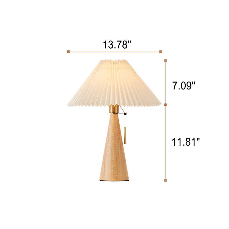 Minimalistische Vintage Geplooide Houten Tafellamp – Lichtbruin en Walnoot voor Binnengebruik 5