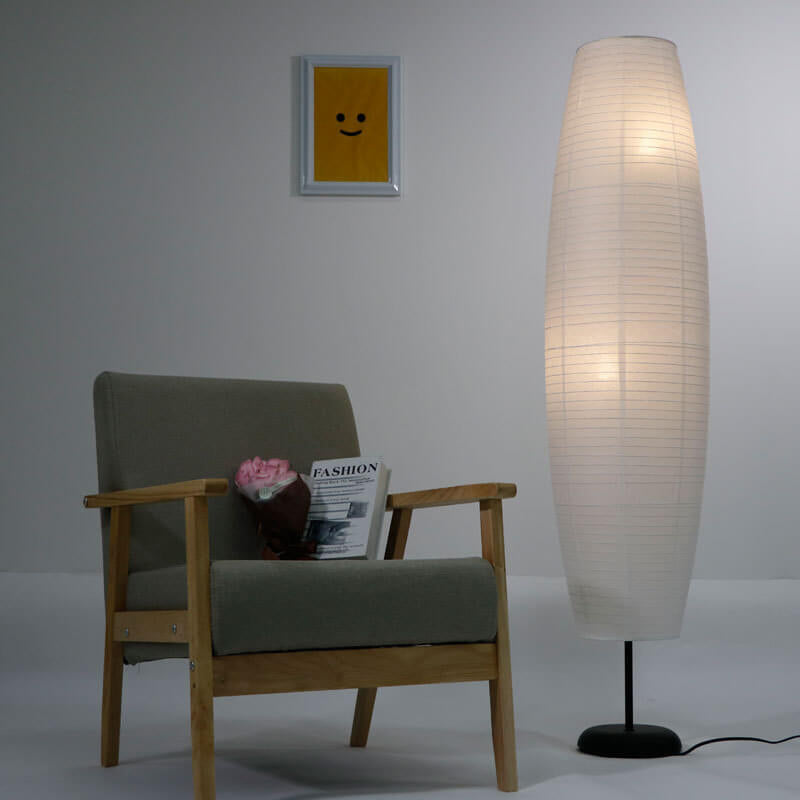 Minimalistische Vloerlamp Zwart met 2 Lichten van Rijstpapier – Modern Design voor Woonkamer 1