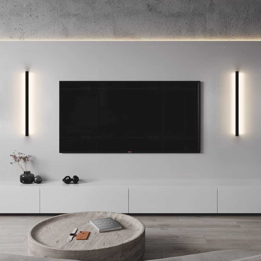 Minimalistische Wandlamp Zwart met Dimbare LED Verlichting voor Binnen - Lange Lineaire Muurlamp 5