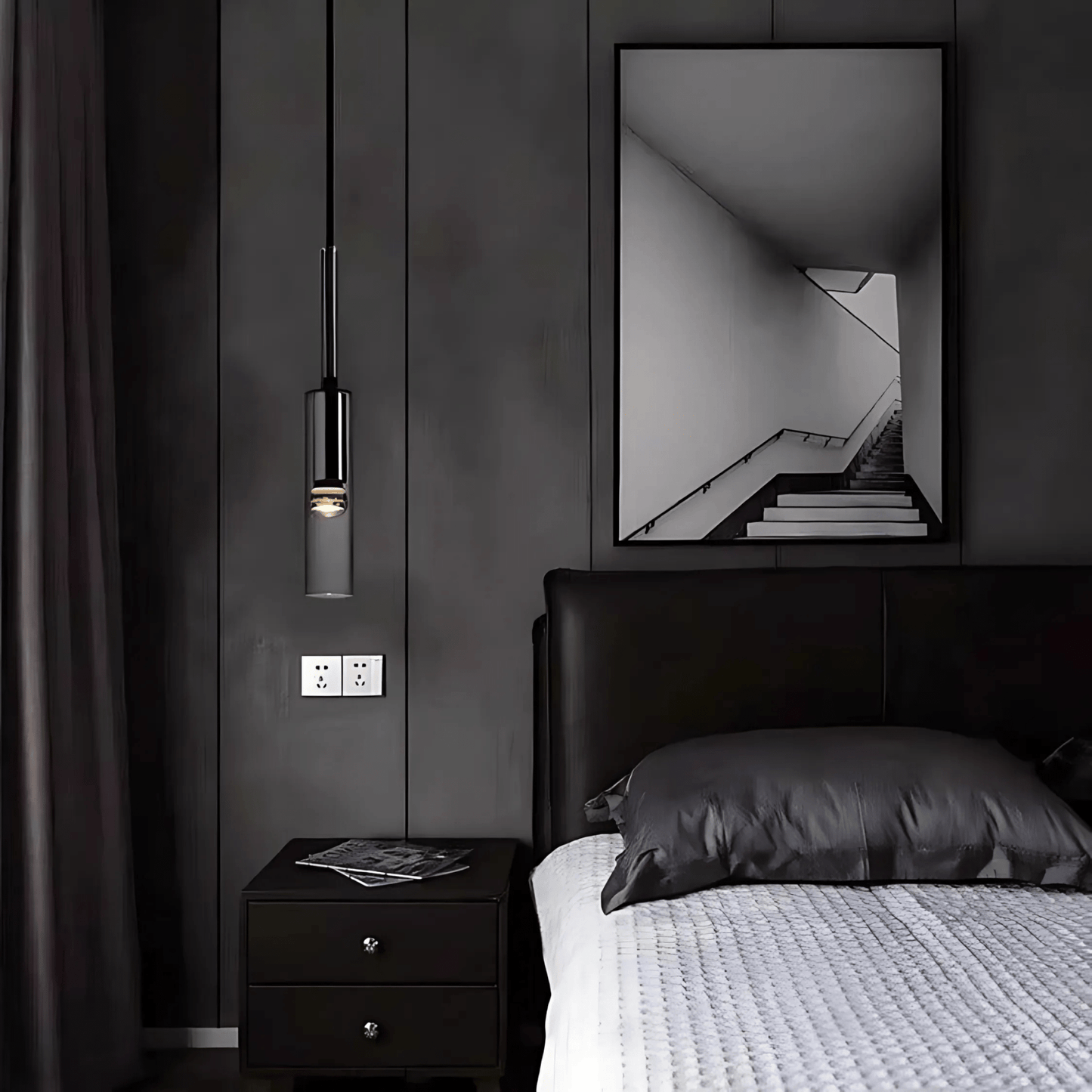 Moderne Hanglamp Zwart voor Eettafel of Woonkamer - Abacus Collectie met Rookglas 2