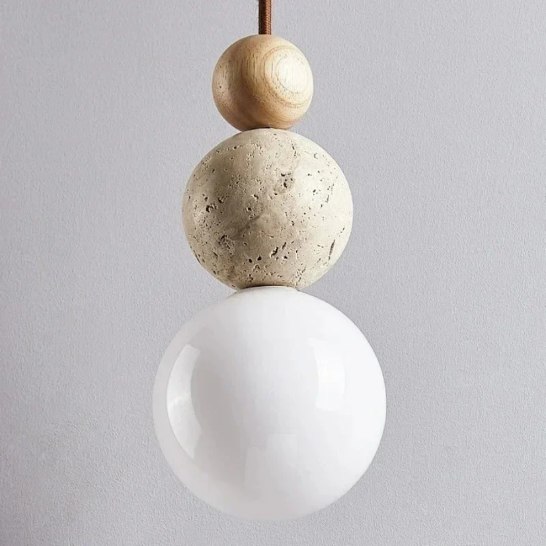 Moderne Hanglamp van Travertijn en Mahonie voor Eettafel en Woonkamer – LED Verlichting 8