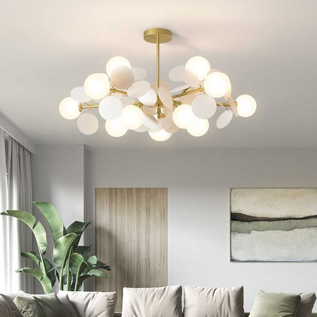 Moderne Kroonluchter met Opale Kleuren en Takkenontwerp voor Woonkamer en Slaapkamer 6