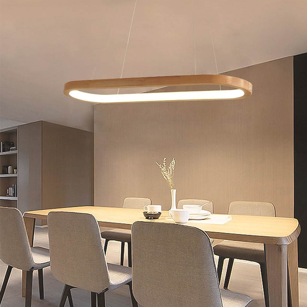 Moderne Kroonluchter van Hout met Verstelbare Lichtkleuren voor Eetkamer 1