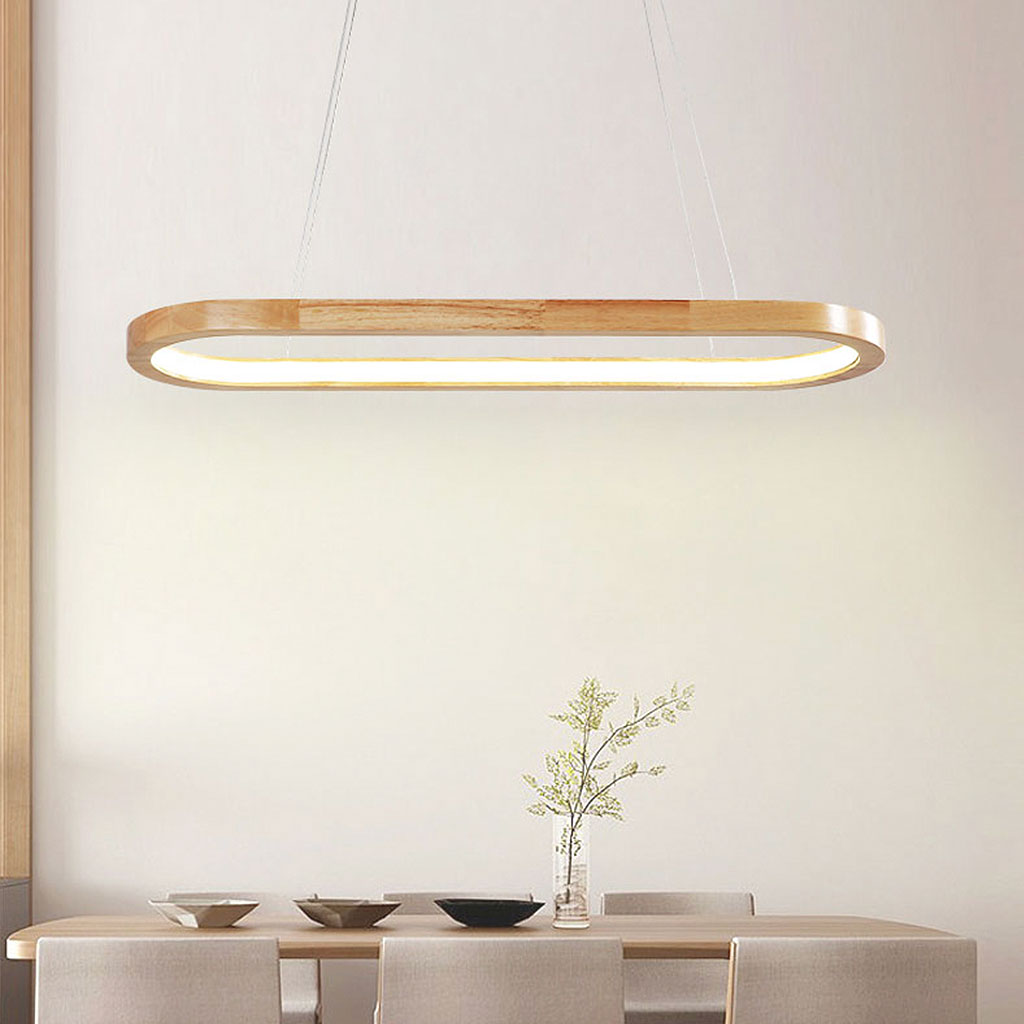 Moderne Kroonluchter van Hout met Verstelbare Lichtkleuren voor Eetkamer 2