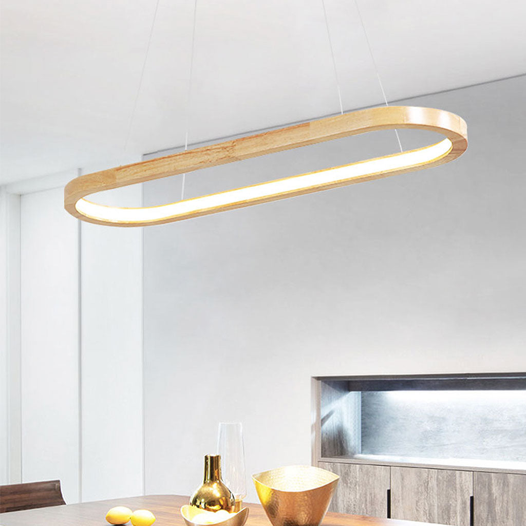 Moderne Kroonluchter van Hout met Verstelbare Lichtkleuren voor Eetkamer 3