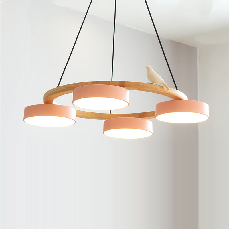 Moderne Kroonluchter van Hout met Vogelfiguren en LED Verlichting – Ronde Plafondlamp voor Woonkamer en Eetkamer 19