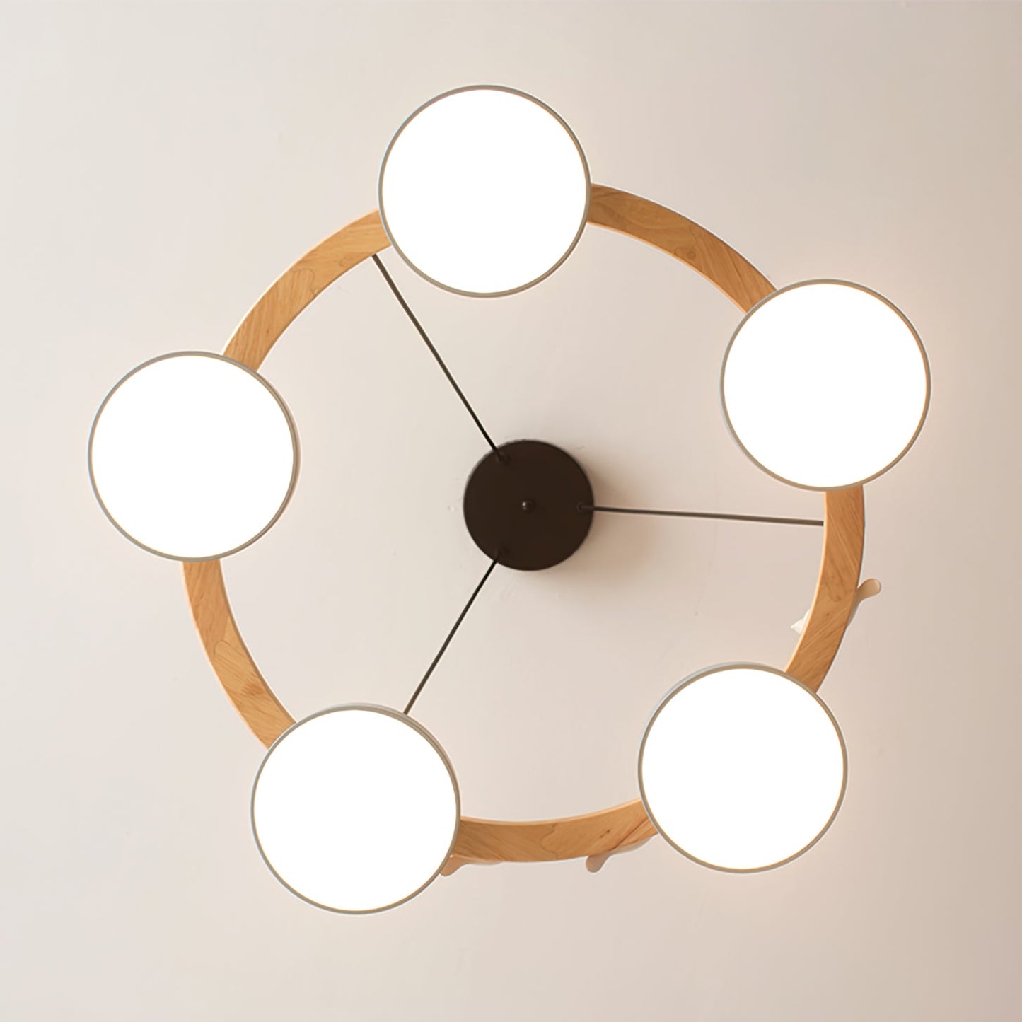 Moderne Kroonluchter van Hout met Vogelfiguren en LED Verlichting – Ronde Plafondlamp voor Woonkamer en Eetkamer 6
