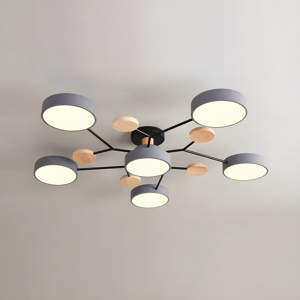 Moderne LED Ronde Plafondlamp Meervoudig Grijs 6 Lampen - (90*14cm)