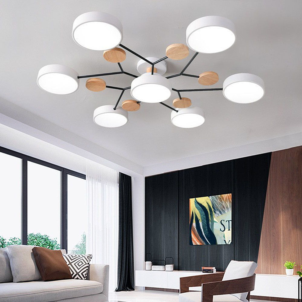 Moderne LED Ronde Plafondlamp Meervoudig Wit 7 Lampen (94*14cm)
