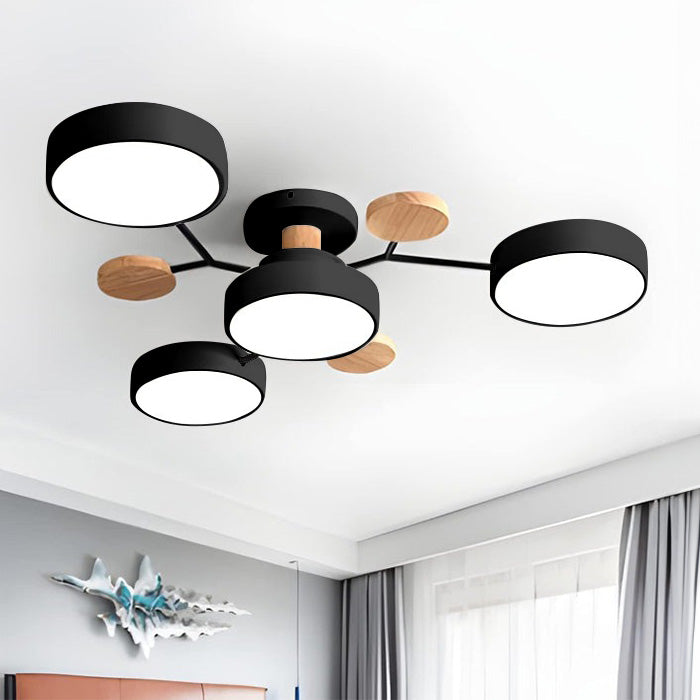 Moderne LED Ronde Plafondlamp Meervoudig Zwart 4 Lampen (85*14cm) 3 Kleuren