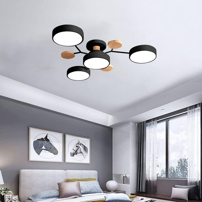 Moderne LED Ronde Plafondlamp Meervoudig Zwart 4 Lampen (85*14cm)