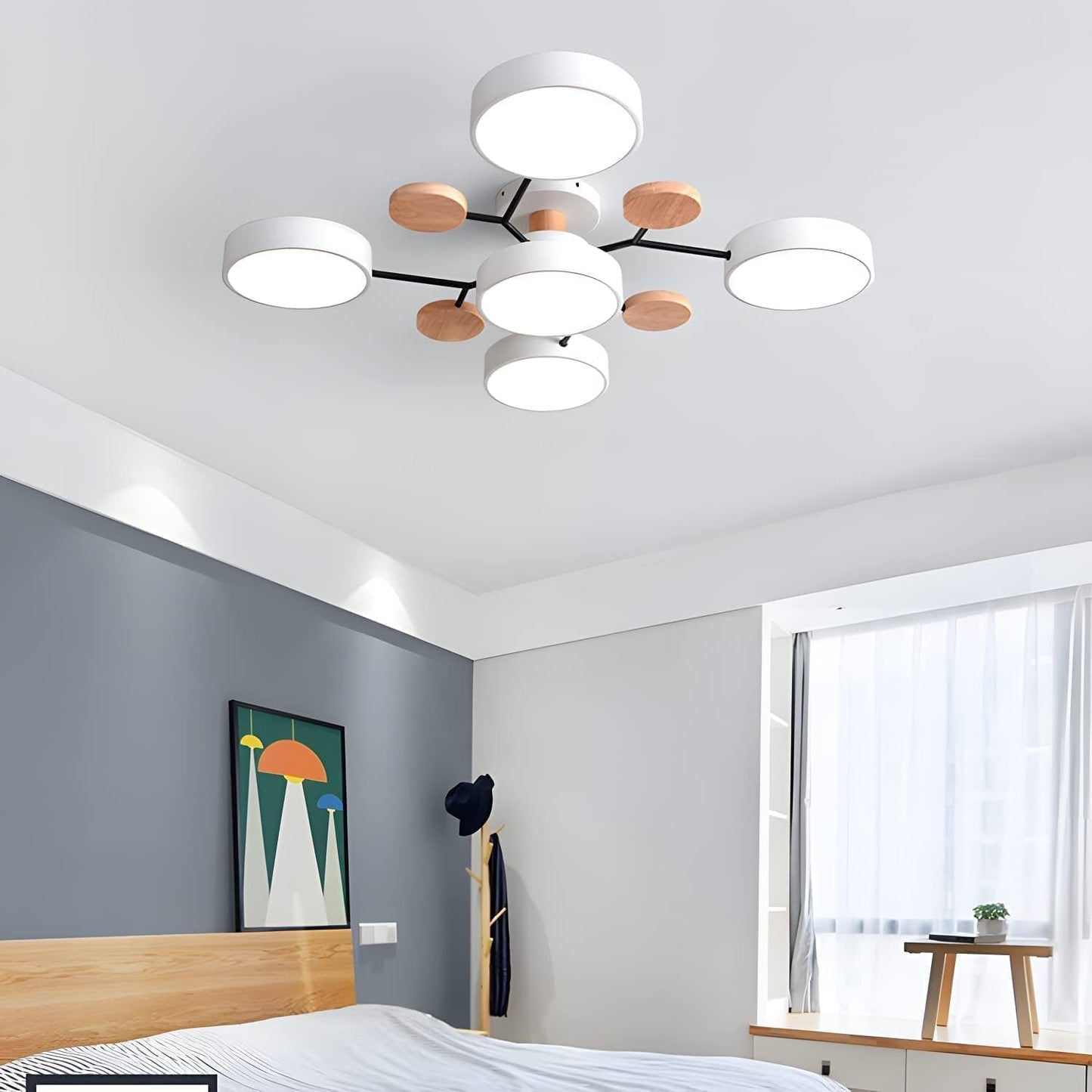Moderne LED Ronde Plafondlamp Meervoudig Wit 5 Lampen - (94*14cm)