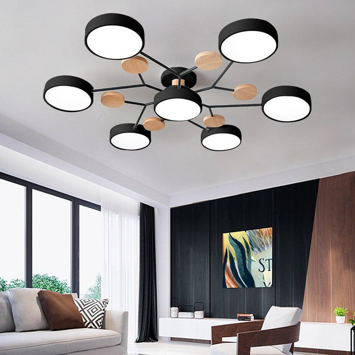 Moderne LED Ronde Plafondlamp Meervoudig Zwart 7 Lampen (94*14cm)