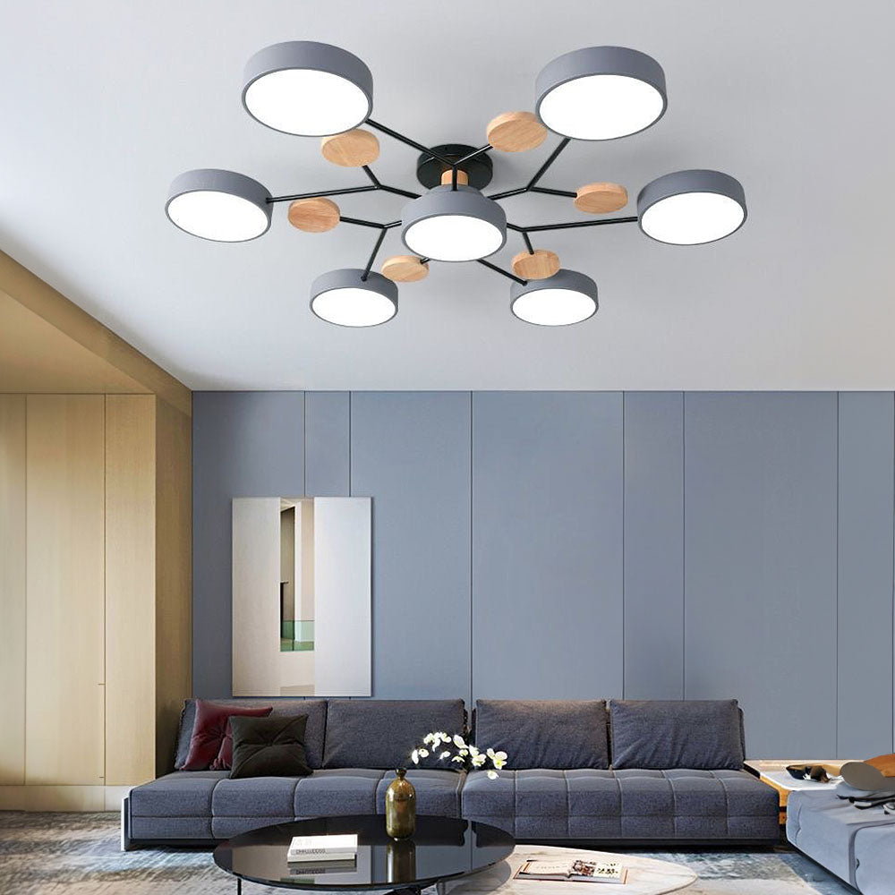 Moderne LED Ronde Plafondlamp Meervoudig Grijs 7 Lampen (94*14cm)