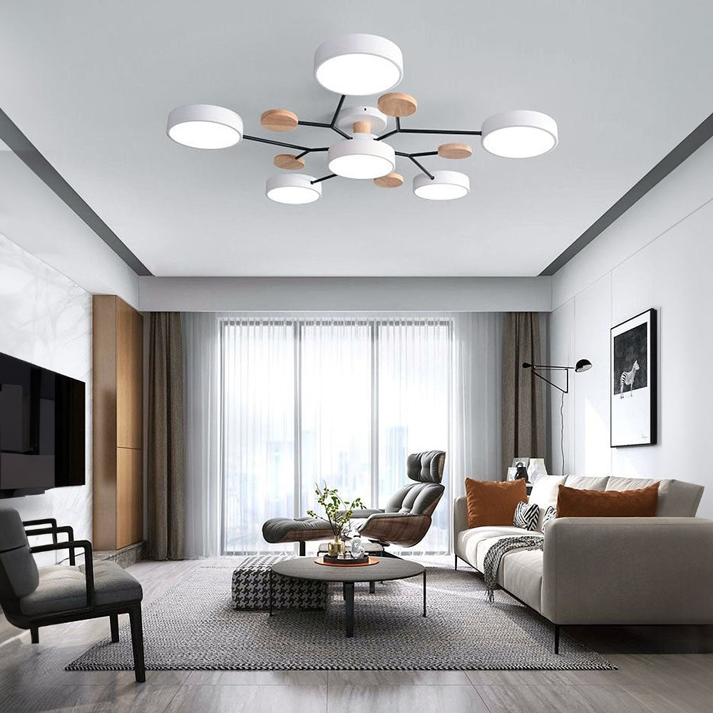Moderne LED Ronde Plafondlamp Meervoudig Wit 6 Lampen - (90*14cm)
