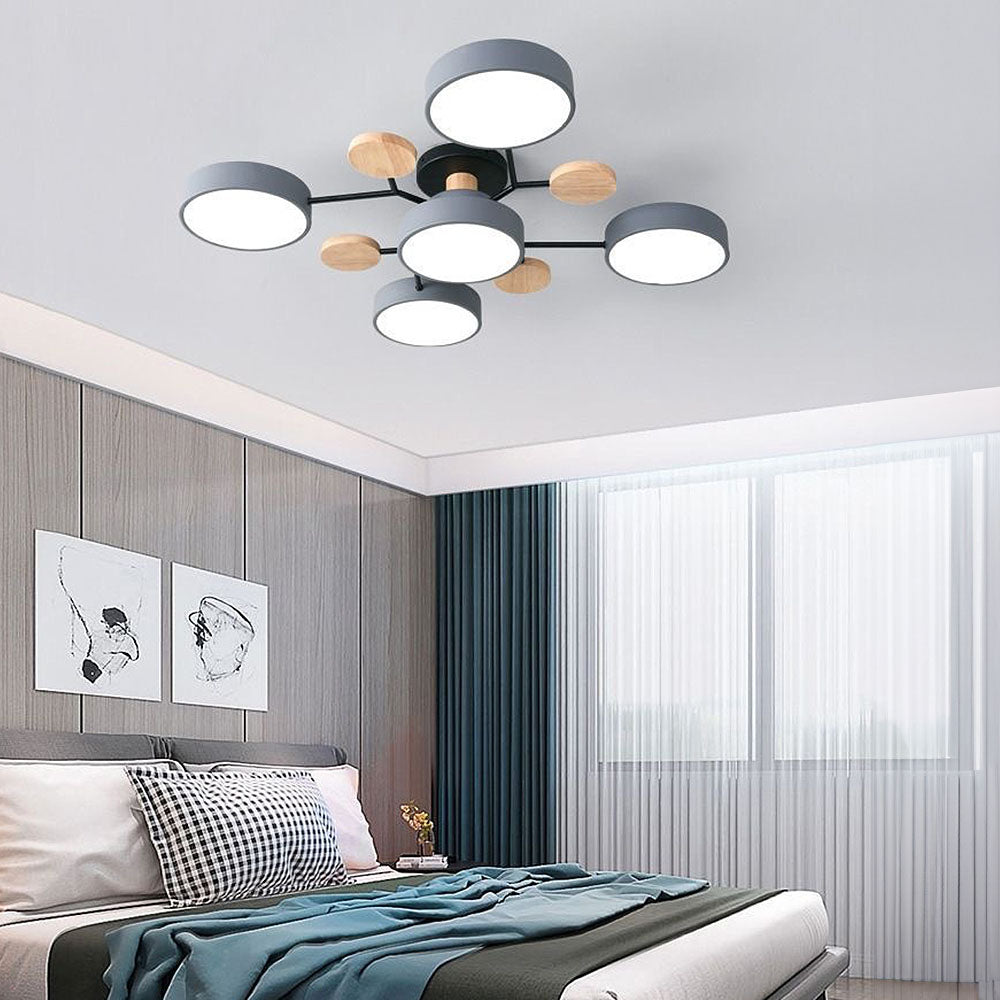 Moderne LED Ronde Plafondlamp Meervoudig Grijs 5 Lampen - (94*14cm) 3 Kleuren
