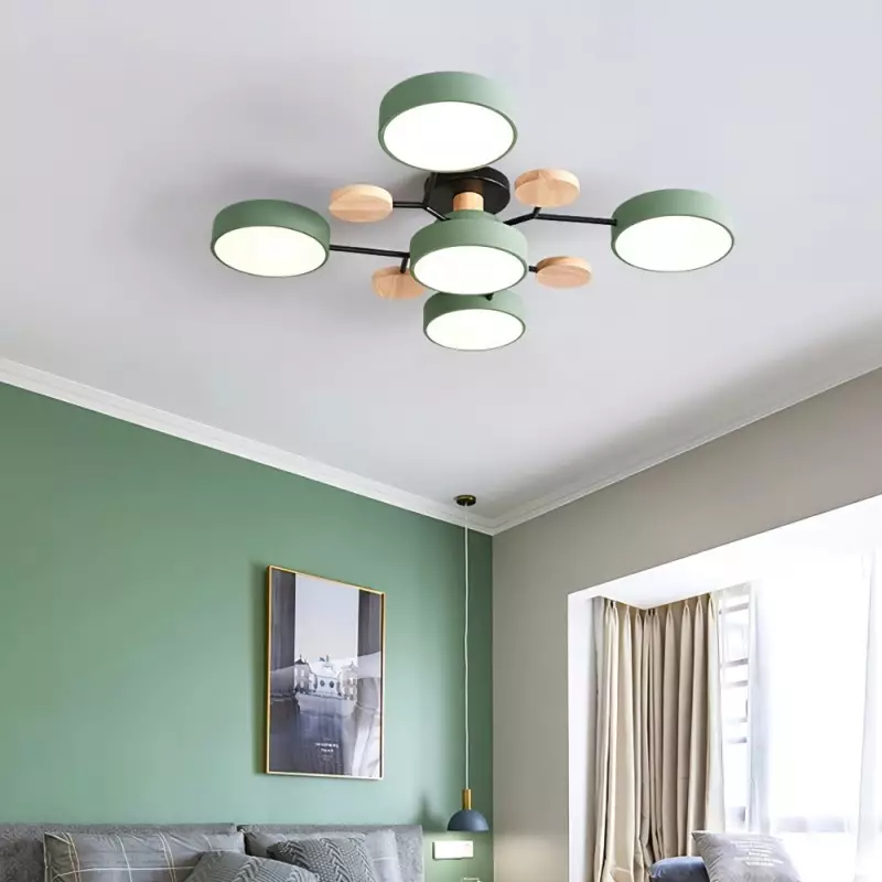 Moderne LED Ronde Plafondlamp Meervoudig Groen 5 Lampen - (94*14cm)