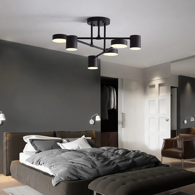 Plafondlamp Modern met 6 Lichten en Verstelbare Kleurmodi voor Eetkamer of Keuken Zwart