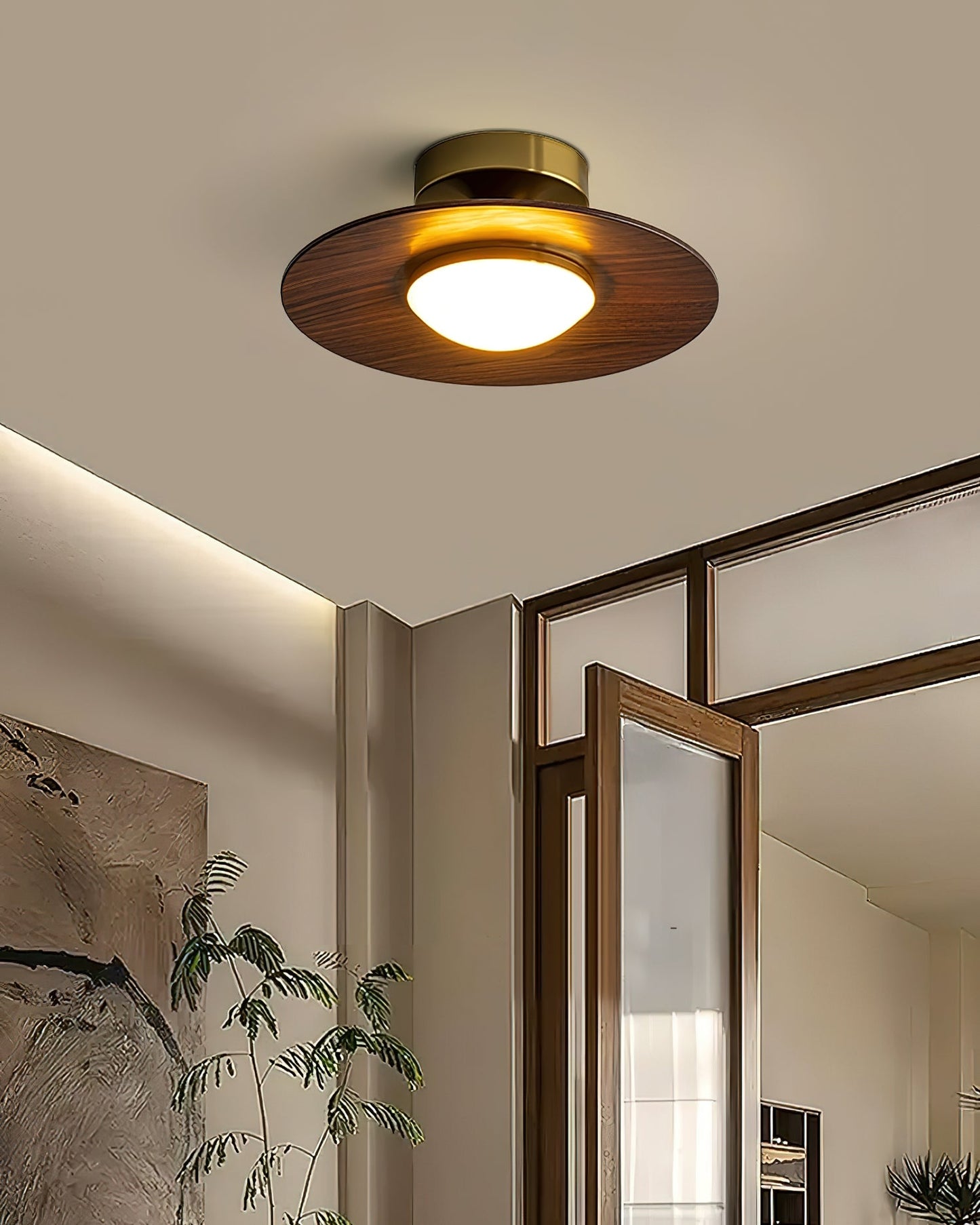 Moderne Plafondlamp met Houten Accent – Geïntegreerde LED Plafonnière voor Slaapkamer en Keuken 2