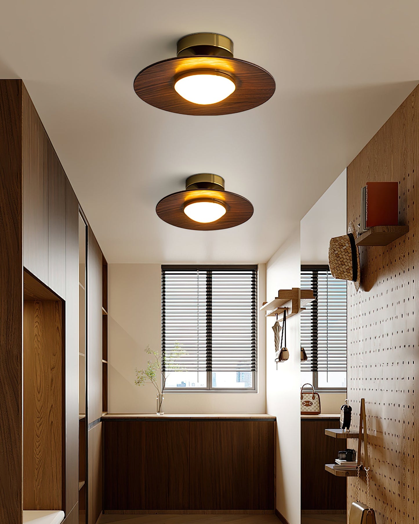 Moderne Plafondlamp met Houten Accent – Geïntegreerde LED Plafonnière voor Slaapkamer en Keuken 3