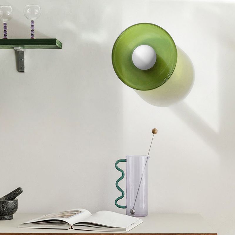 Moderne Ronde Plafondlamp van Gekleurd Glas Groen