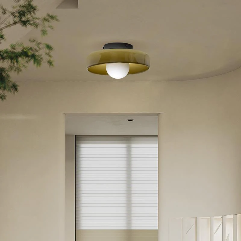 Moderne Ronde Plafondlamp van Gekleurd Glas