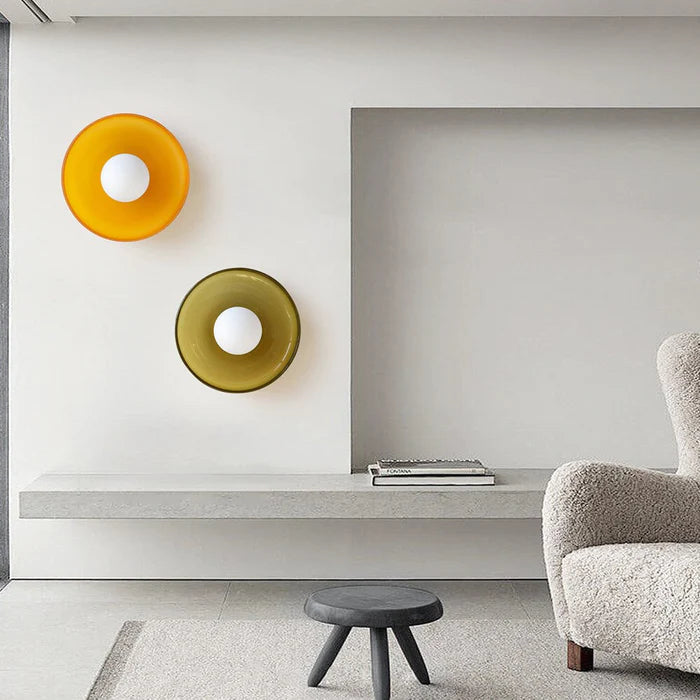 Moderne Ronde Plafondlamp van Gekleurd Glas