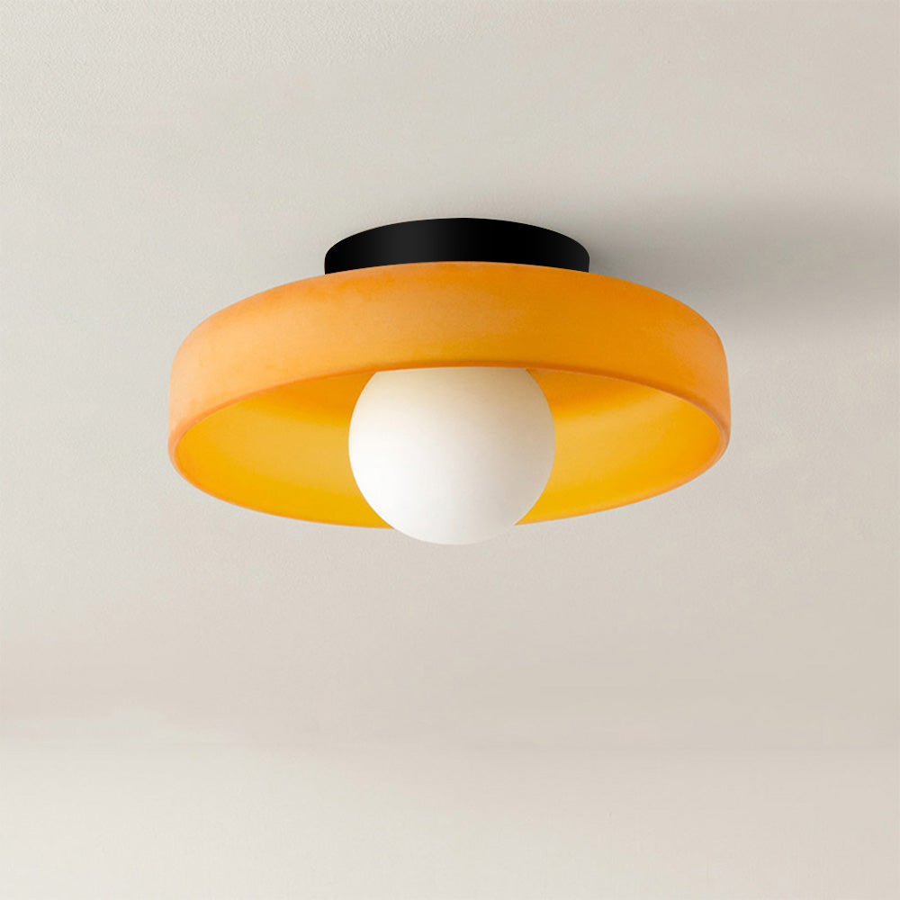 Moderne Ronde Plafondlamp van Gekleurd Glas Oranje 25*15cm
