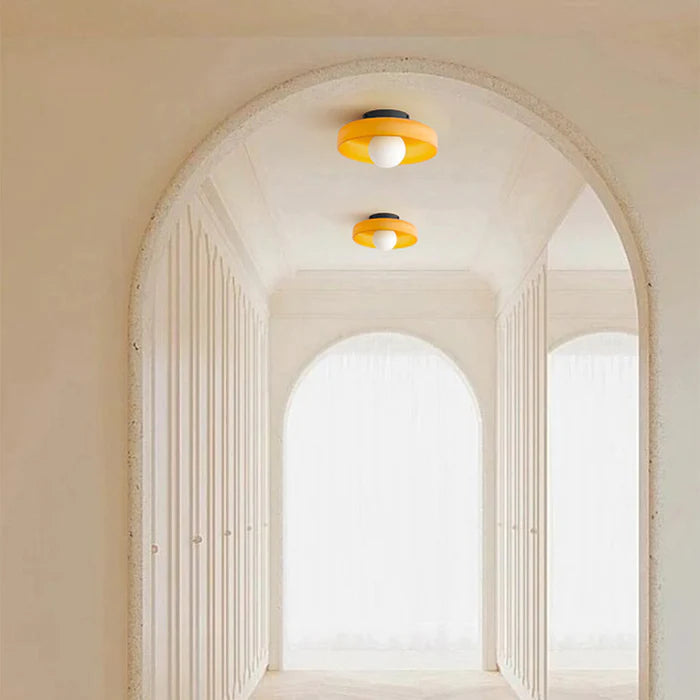 Moderne Ronde Plafondlamp van Gekleurd Glas