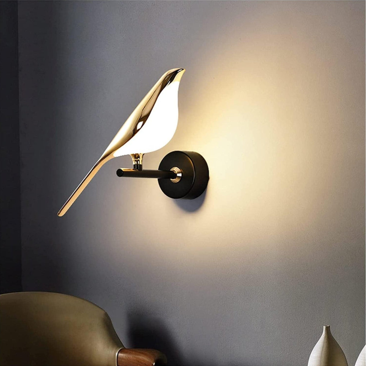 Wandlamp met Vogelontwerp en LED Verlichting – Moderne Binnenverlichting Enkele Kop 18*∅21cm Warm Licht