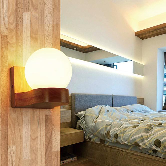 Moderne Wandlamp van Massief Hout met Glazen Schaduw – Wandlampen Binnen voor Slaapkamer en Eetkamer 5