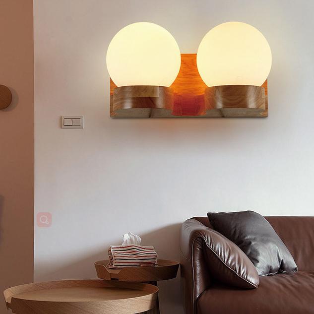Moderne Wandlamp van Massief Hout met Glazen Schaduw – Wandlampen Binnen voor Slaapkamer en Eetkamer 6