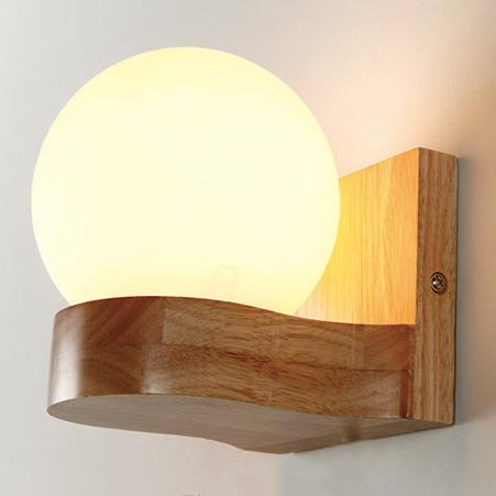 Moderne Wandlamp van Massief Hout met Glazen Schaduw – Wandlampen Binnen voor Slaapkamer en Eetkamer 7