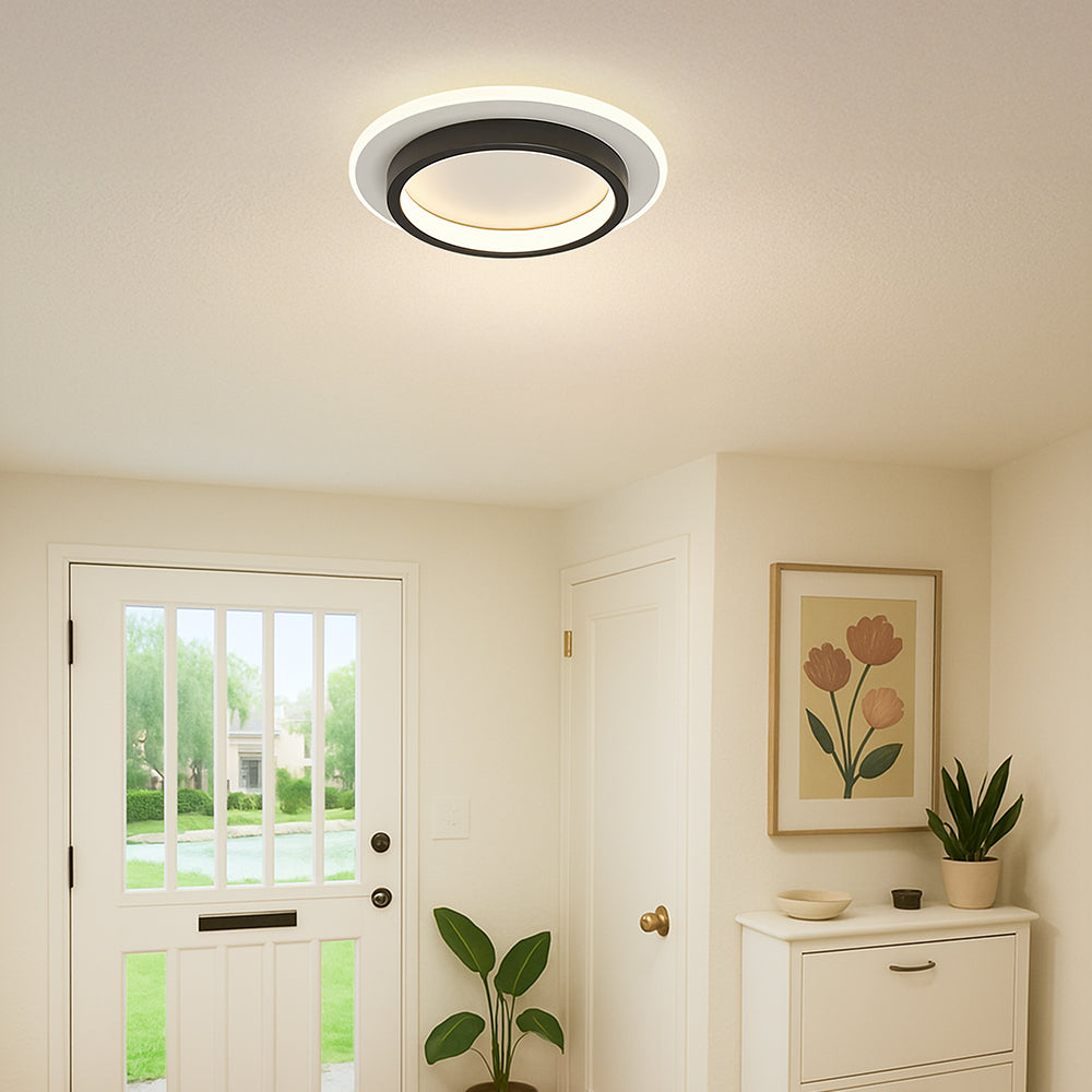 Moderne Zwarte LED Plafondlamp – Metaal en Acryl Zwart Warm Licht