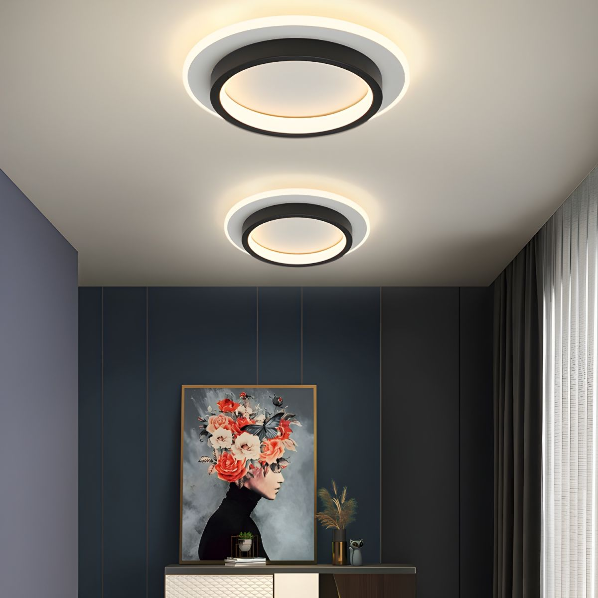 Moderne Zwarte LED Plafondlamp – Metaal en Acryl
