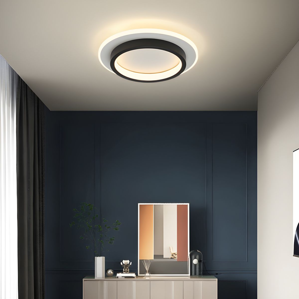 Moderne Zwarte LED Plafondlamp – Metaal en Acryl