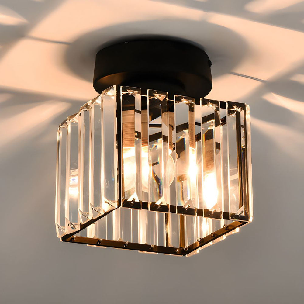 Moderne Kristallen Plafondlamp met Schaduweffect Zwart Vierkant (20*20cm)